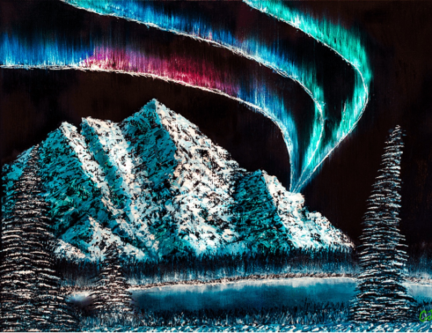 “Boogie Lights” — Oil on canvas by Cam John
